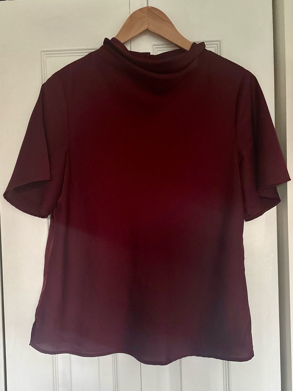 Ann Taylor Burgundy Blouse with Back Cutout – Size M